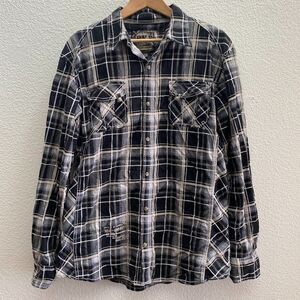 Buckle BKE Slim Fit Stretch Plaid Western Stitched Snap Button Shirt Men's XL